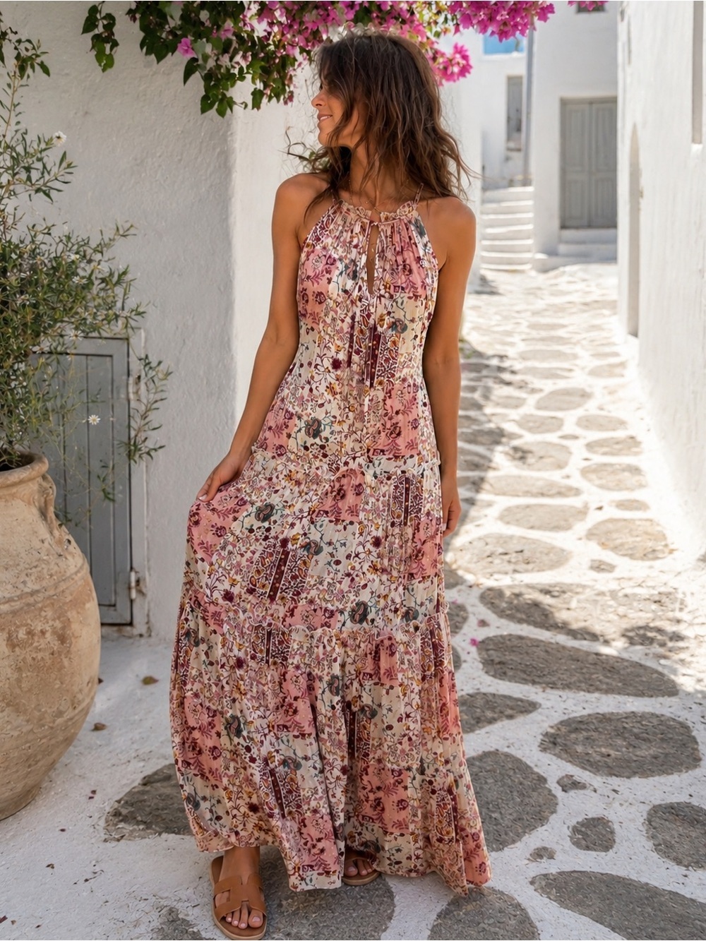 Drew Anthropologie Naomi Patchwork Floral Maxi Dress S